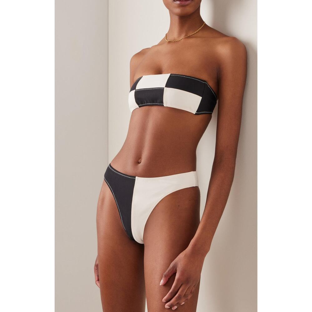 SALE! MATTHEW BRUCH Daria Colorblock High-Cut Checkered Bikini NWT